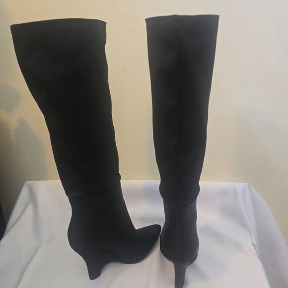 ego Black Point Toe Knee High Nylon Wedge Heel Boot, NWOT, Sz. 7 - Picture 7 of 7